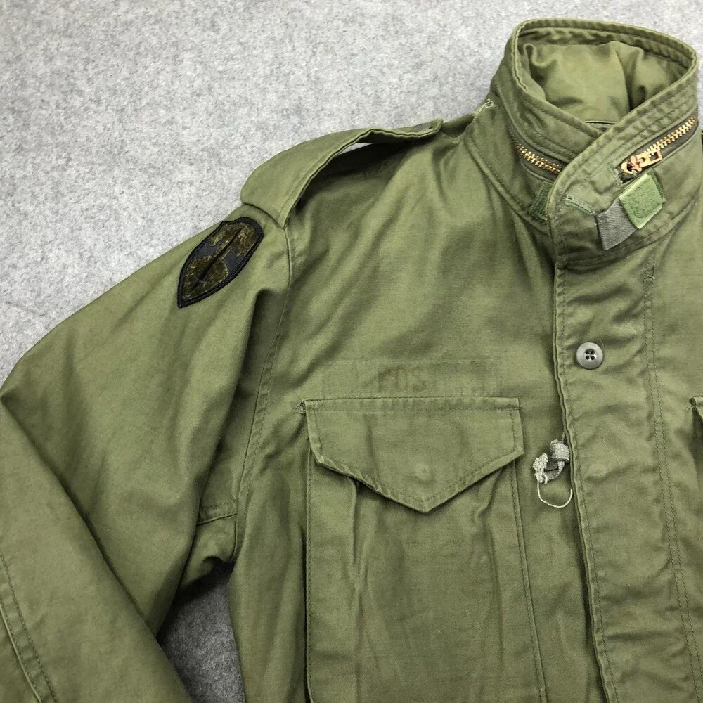 Vintage US Army Coat Mens Small Green Canvas Cold Weather Field Military OG-107